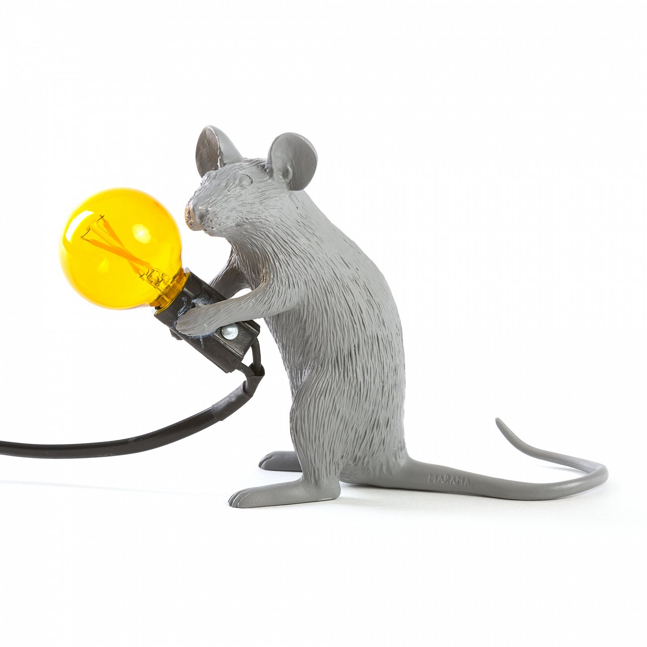 Настольная лампа 14,5х6 серая Mouse Lamp Grey Mac 14939 SELETTI ЖИВОТНЫЕ, МЫШЬ 00-3882470 Желтый;серый  - Вид №3
