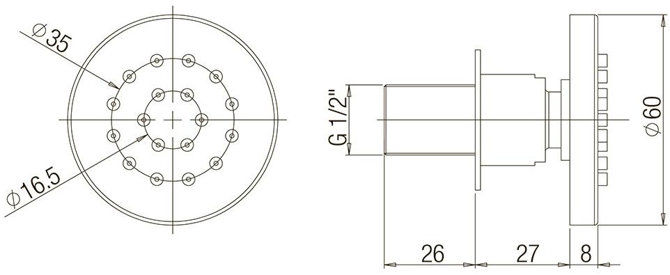 Paini - 50CR721T душевая форсунка  - Вид №1