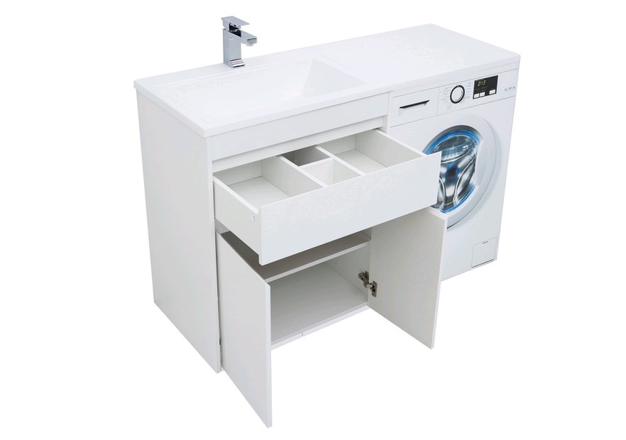 Тумба с раковиной Aquanet Токио 130 L белый (напольная, 1 ящик, 2 дверцы) 0023774600235501 - Вид №4
