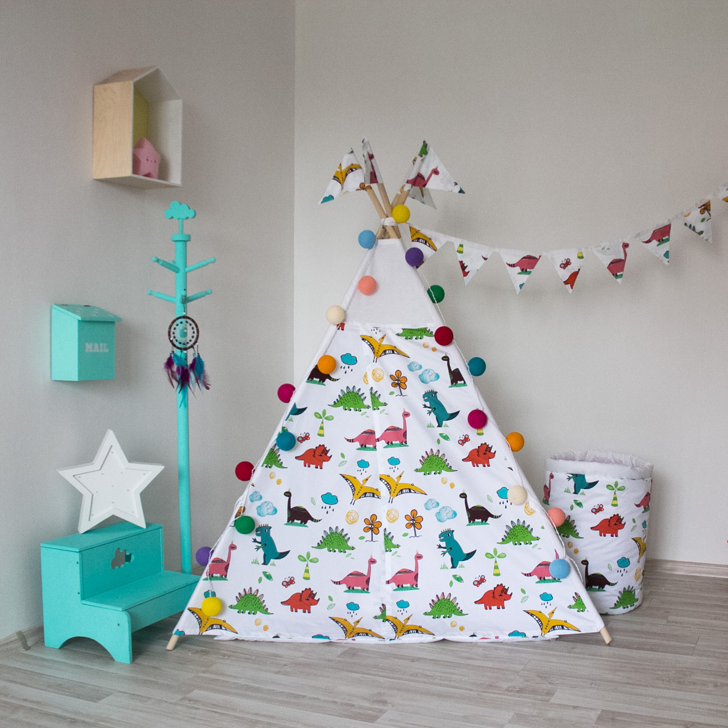 Гирлянда из 8 флажков Dino VAMVIGVAM DINO 282170 Красный;желтый;зеленый Santreyd - Вид №3