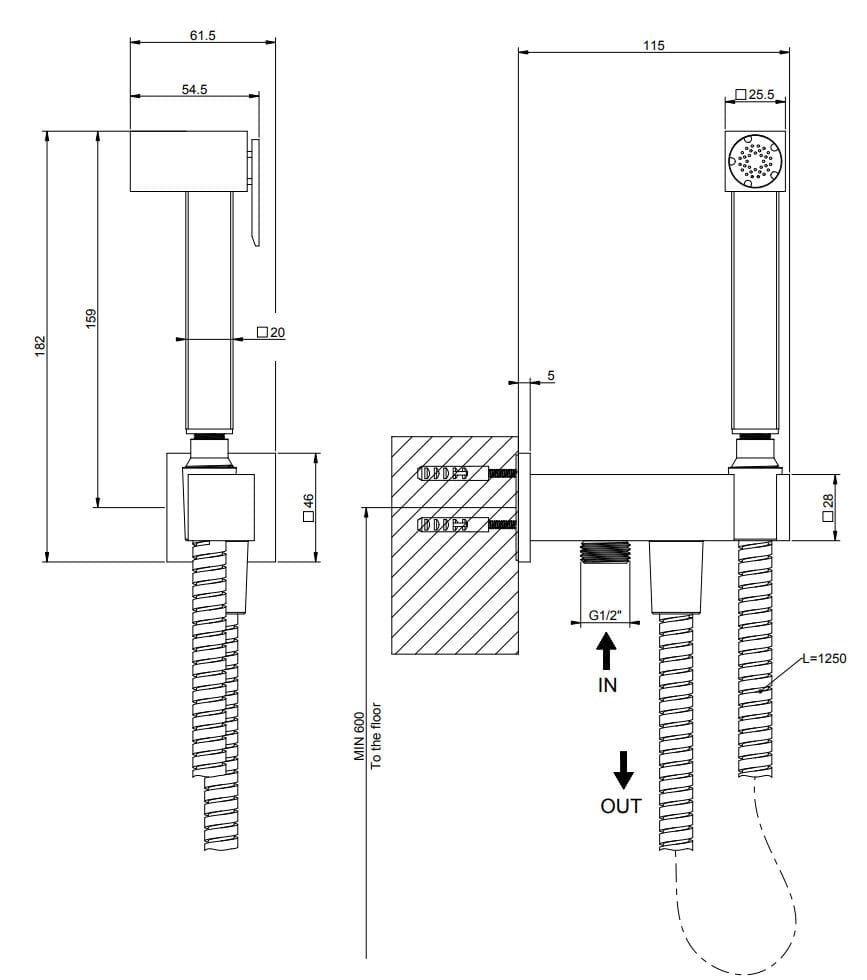 Ручной душ с держателем Gessi прямоугольник ARCH-00123126 - Вид №3