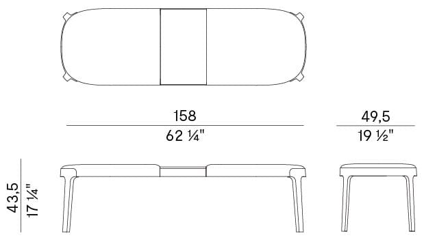 Мягкая скамейка из ткани Potocco ARCH-00078381 - Вид №2
