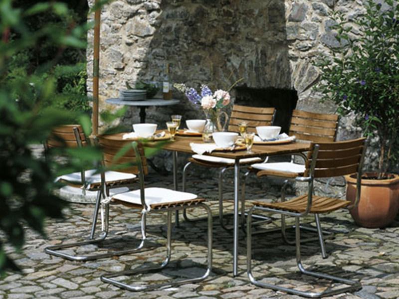 Thonet Прямоугольный садовый стол из стали и дерева S 1040 sun-id-1509249 - Вид №4