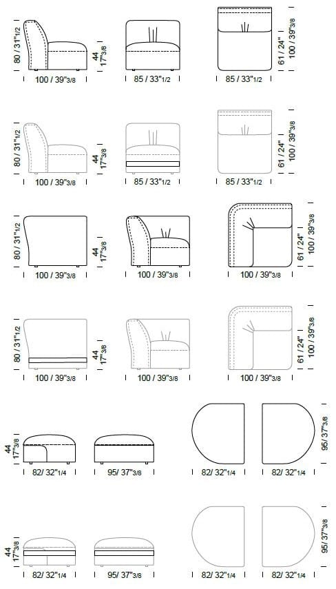 3-местный кожаный модульный диван Borzalino BELT ARCH-00046183 - Вид №5