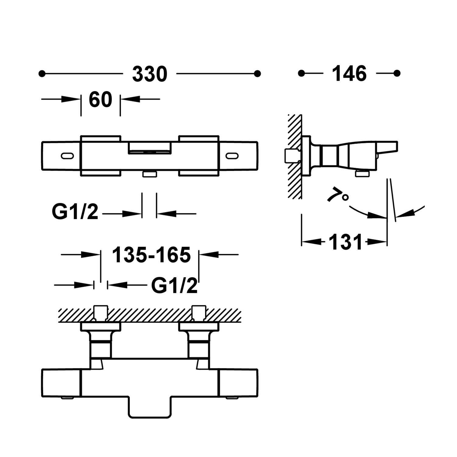 Настенный термостатический смеситель для ванны и душа-19017406 TRES Thermostatic - Вид №1