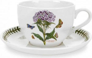 10568612 Portmeirion Чашка для завтрака с блюдцем Portmeirion Ботанический сад.Гвоздика турецкая 500мл, фарфор Фарфор