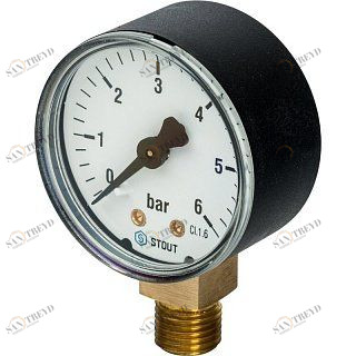Манометр радиальный 50 мм 1/4" 6 бар STOUT SIM0010500608