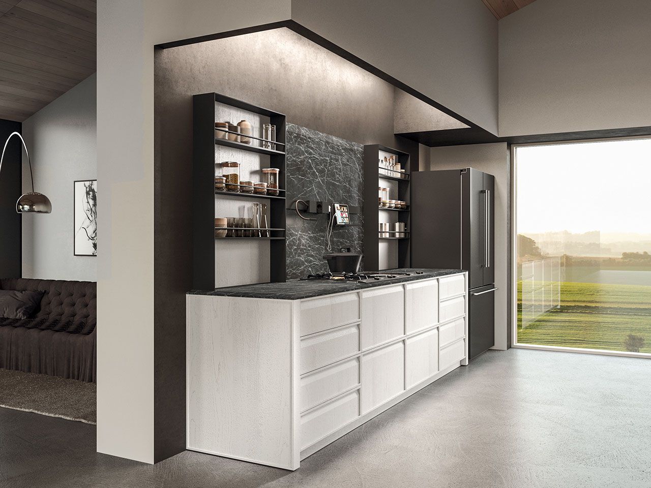 Встроенная кухня со встроенными ручками Arrital Ak_07 ARCH-00038077 - Вид №2