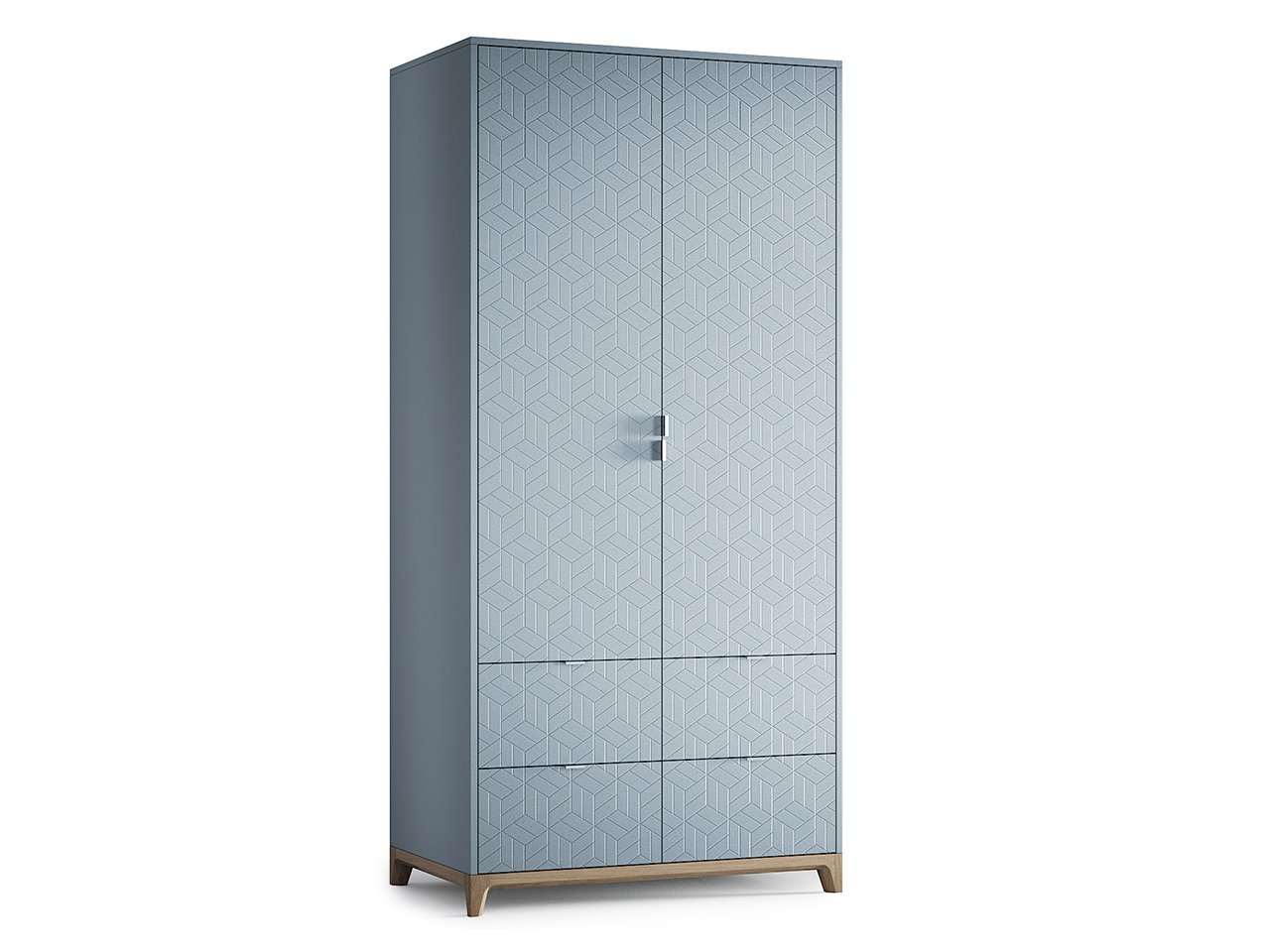 Шкаф распашной двухдверный с ящиками серо-голубой Case №4 THE IDEA  210409 Голубой  - Вид №1