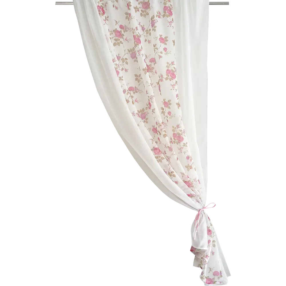 Тюль на ленте для кухни «Комби» 140x160 см цвет розовый/молочный 82626071 STLM-2084654 WITERRA 