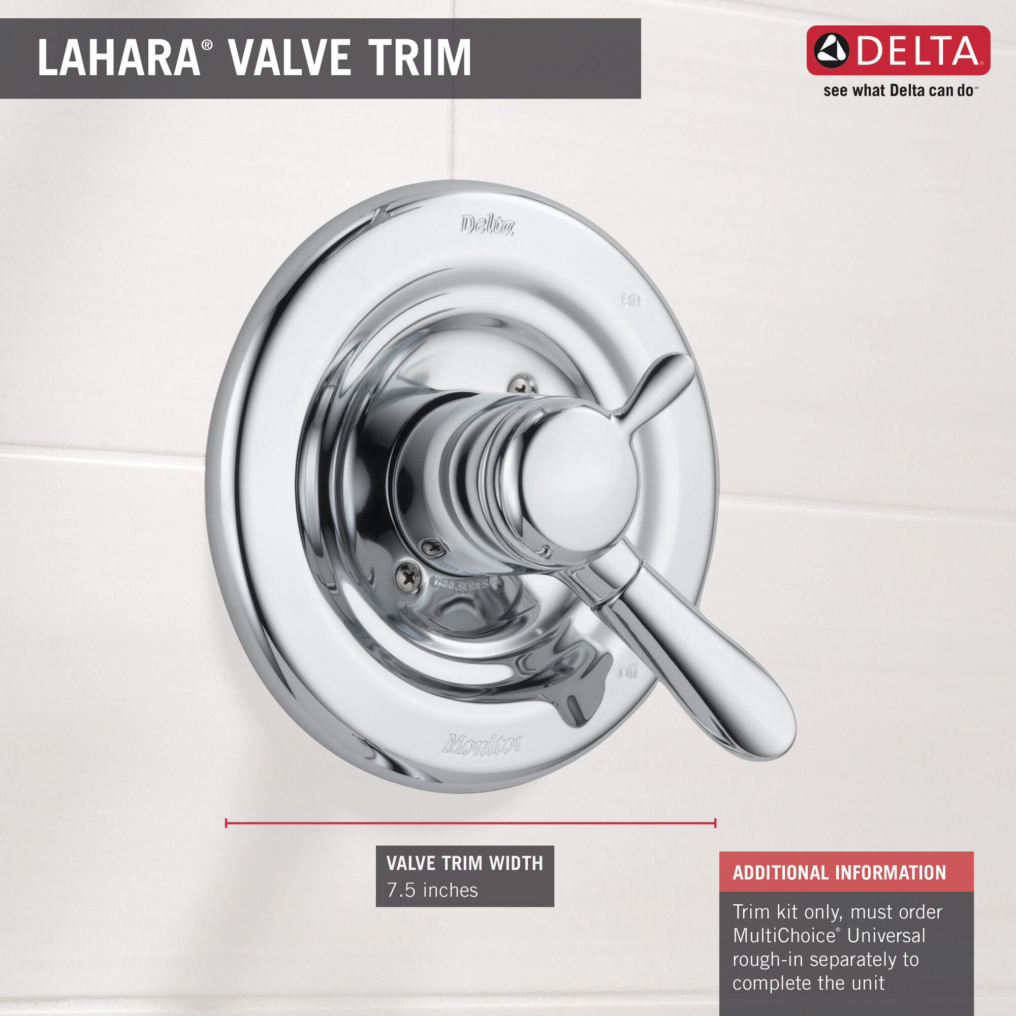 T17038-PT Только трим клапана серии Monitor (R) 17 Delta Faucet Lahara Выдержанный оловянный  - Вид №1