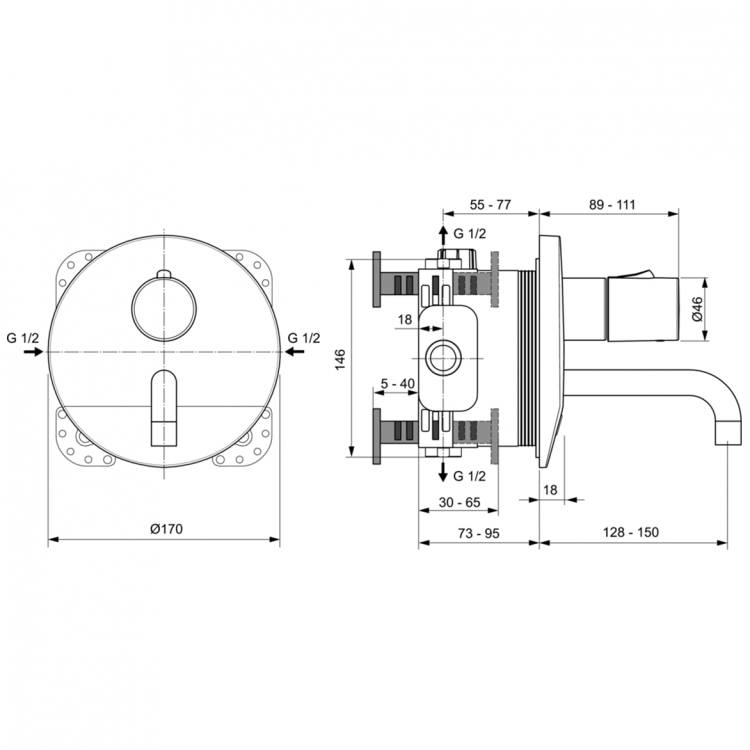 A6147AA Смеситель для раковины встраиваемый со смешиванием Ideal Standard CERAPLUS - Вид №2