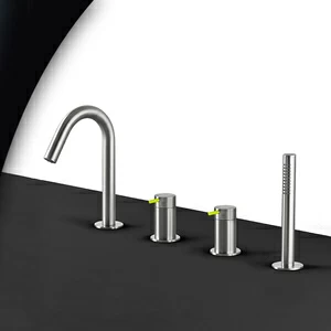 Смеситель для ванны матовая сталь с зеленой ручкой Toki Radomonte TKI16SCIL23