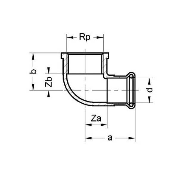 124090G2812 SANHA 24090G SANHA-Therm угловой переход ВПр-ВР 28x1/2 мм  - Вид №1