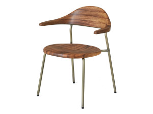 Штабелируемый стул из нержавеющей стали и дерева с подлокотниками