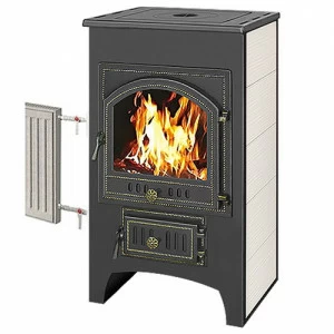 Печь-камин Везувий ПК-01 (205) с плитой и Т/О (бежевый)