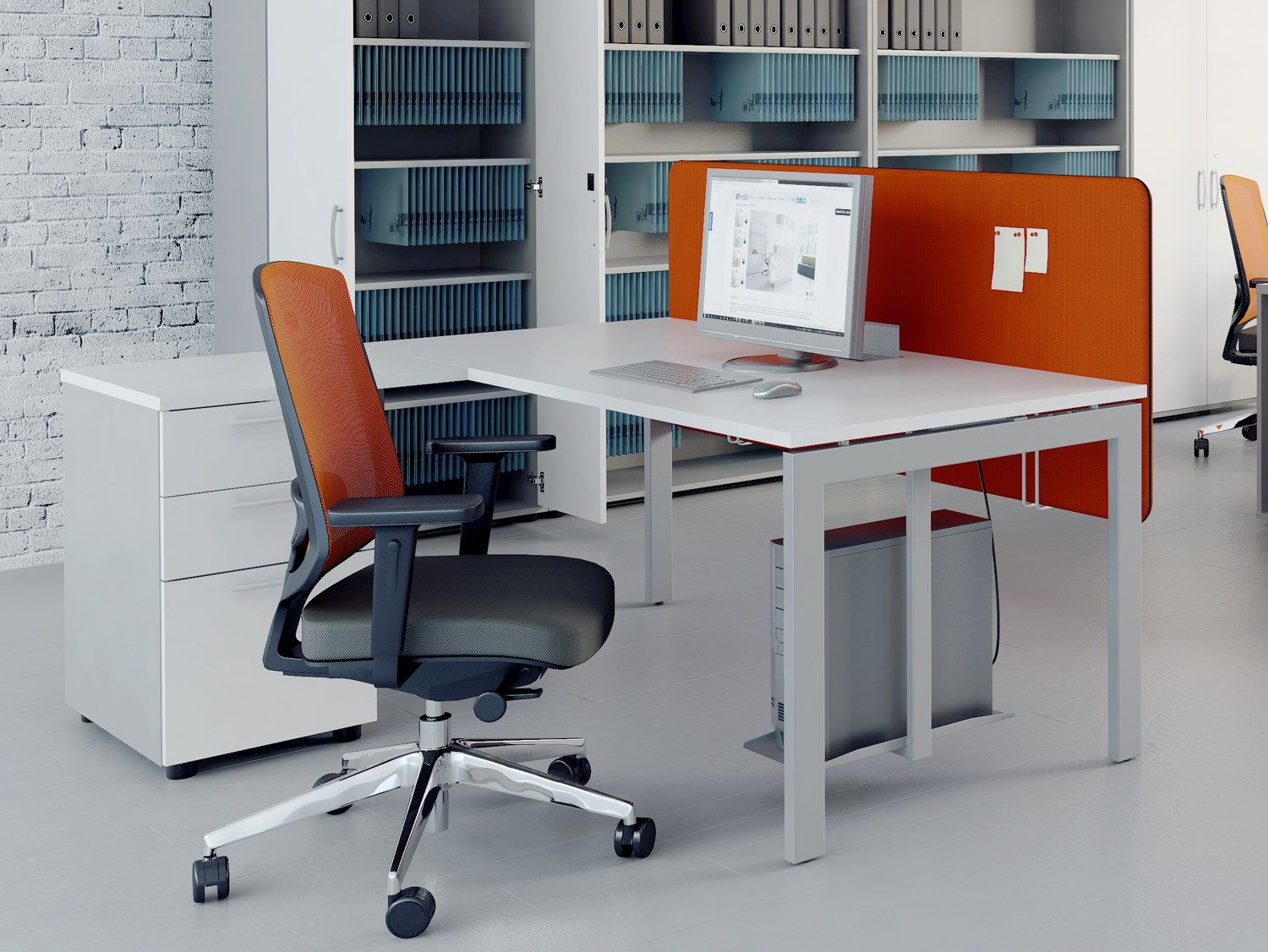 Угловой рабочий стол из меламиновой ткани MDD Ogi ARCH-00097558 - Вид №1