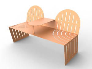 Стальная скамья со спинкой