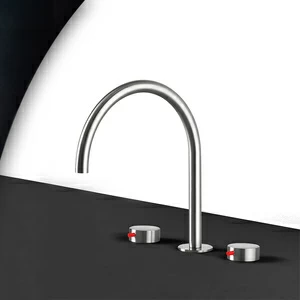 Смеситель для раковины сталь матовая с красной ручкой Toki Radomonte TKI25SCIL35