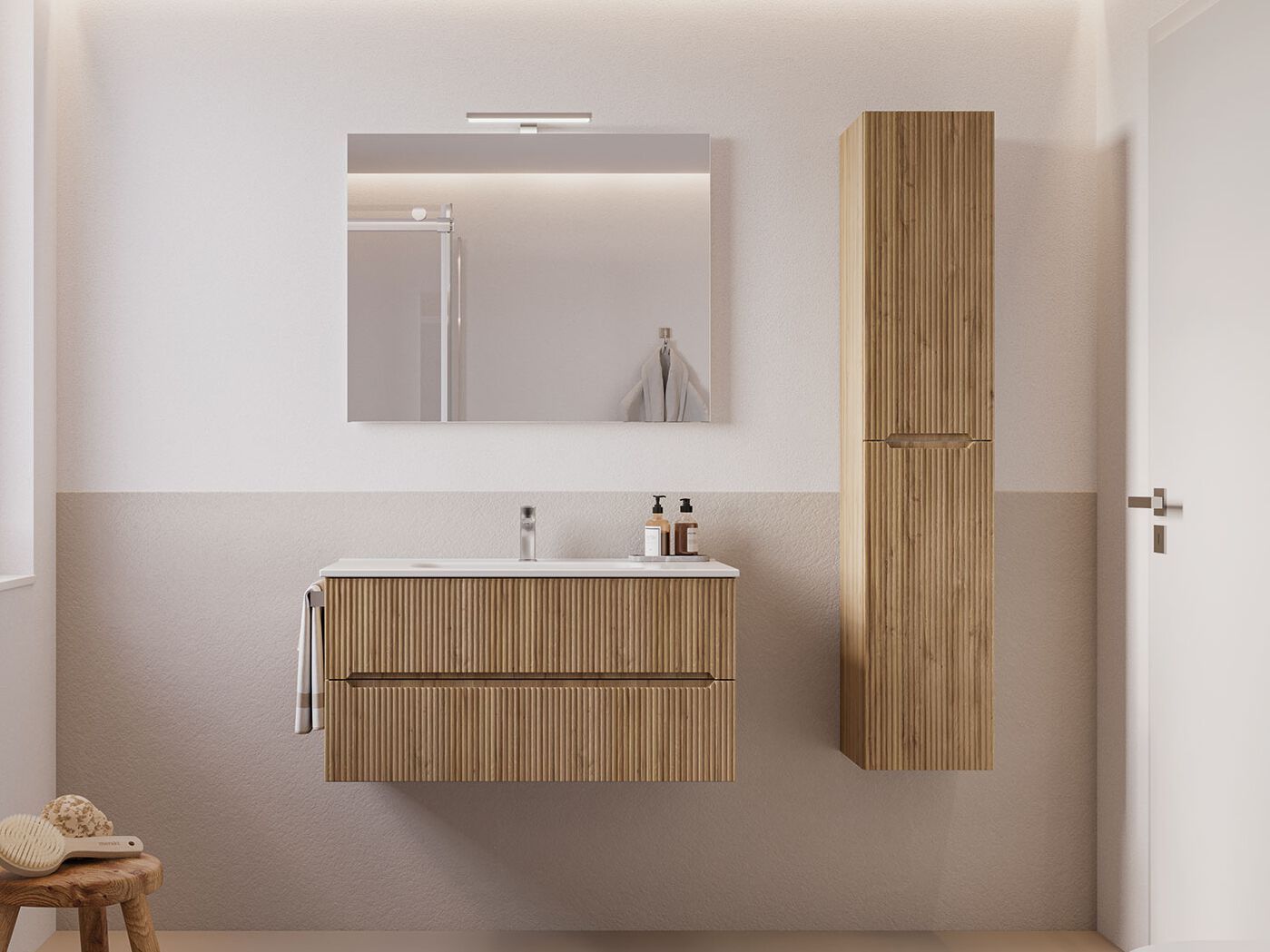 Деревянный подвесной умывальник со встроенным умывальником LEGNOBAGNO Verso ARCH-00090639