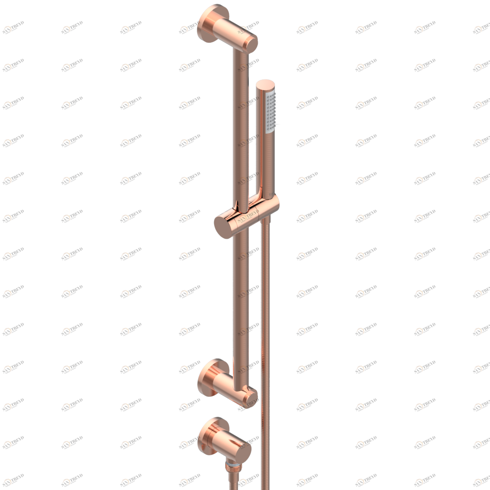 U2B-58 Душ ручной стильный встраиваемый в стену, 60 cм штанга, шланг, крючок и патрубок для душа Thg-paris Le 11 с рукоятками Розовое золото U2B 58 CAT.F