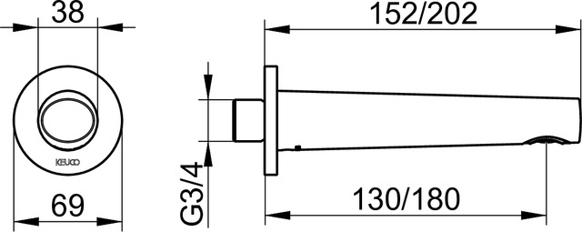 51545030001 Излив для ванны DN 20 KEUCO Edition 400 - Вид №2