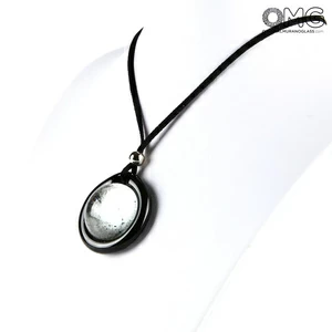 2471 ORIGINALMURANOGLASS Круглая белая подвеска из стекла соммерсо - муранское стекло - Original Murano Glass OMG 5 см