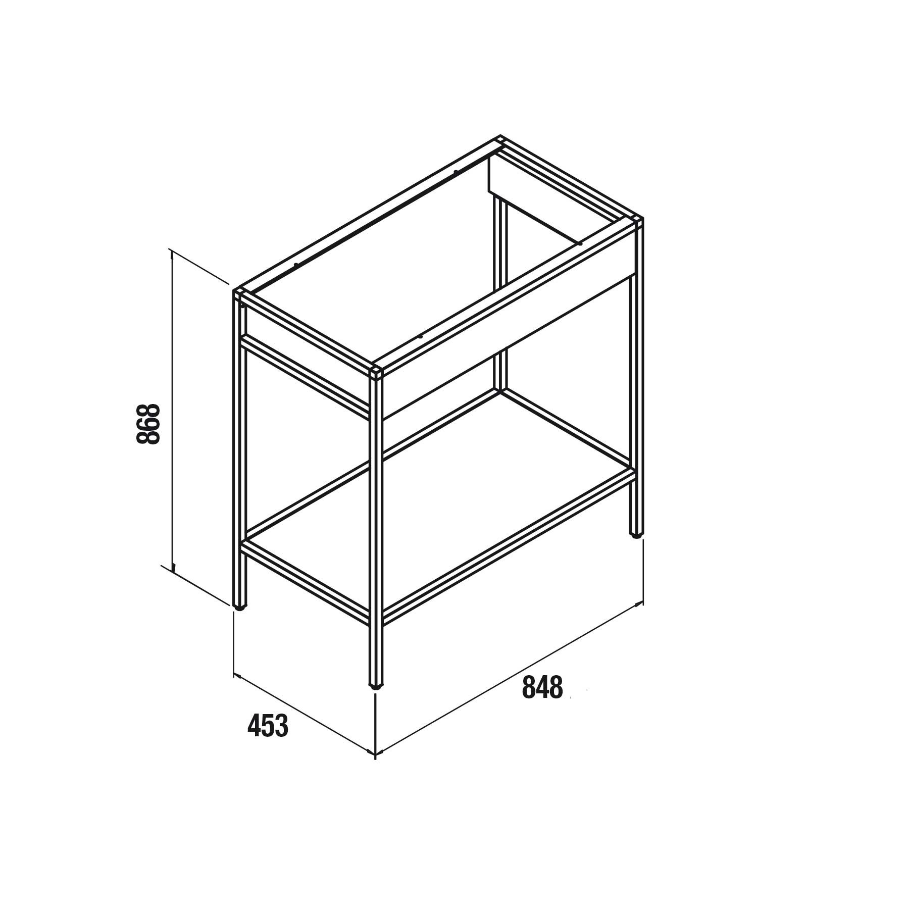 26723 SALGAR Мебель для умывальника VINCI 850 ДУБ АФРИКАНСКИЙ 848 x 453 x 868 мм - Вид №1