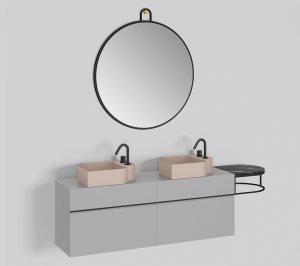 Ex.T Nouveau Консоль с двумя раковинами, большими ящиками и полкой Nouveau-comp_5