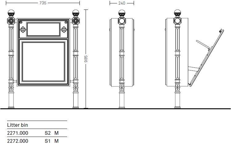 Neri Контейнер для мусора чугунный с пепельницей Scilla sun-id-1482750 - Вид №6