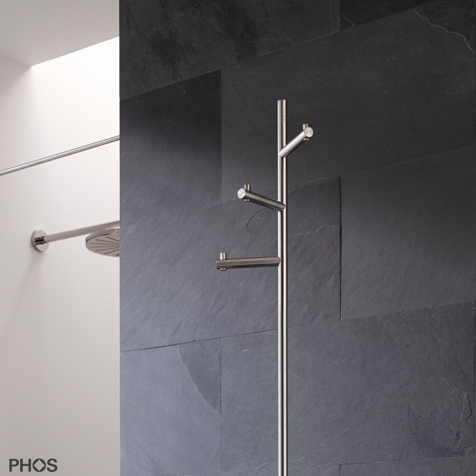 GSTH3S-B Вешалка для полотенец и вешалка для верхней одежды с 3 крючками для полотенец, основание: серое. PHOS  - Вид №1