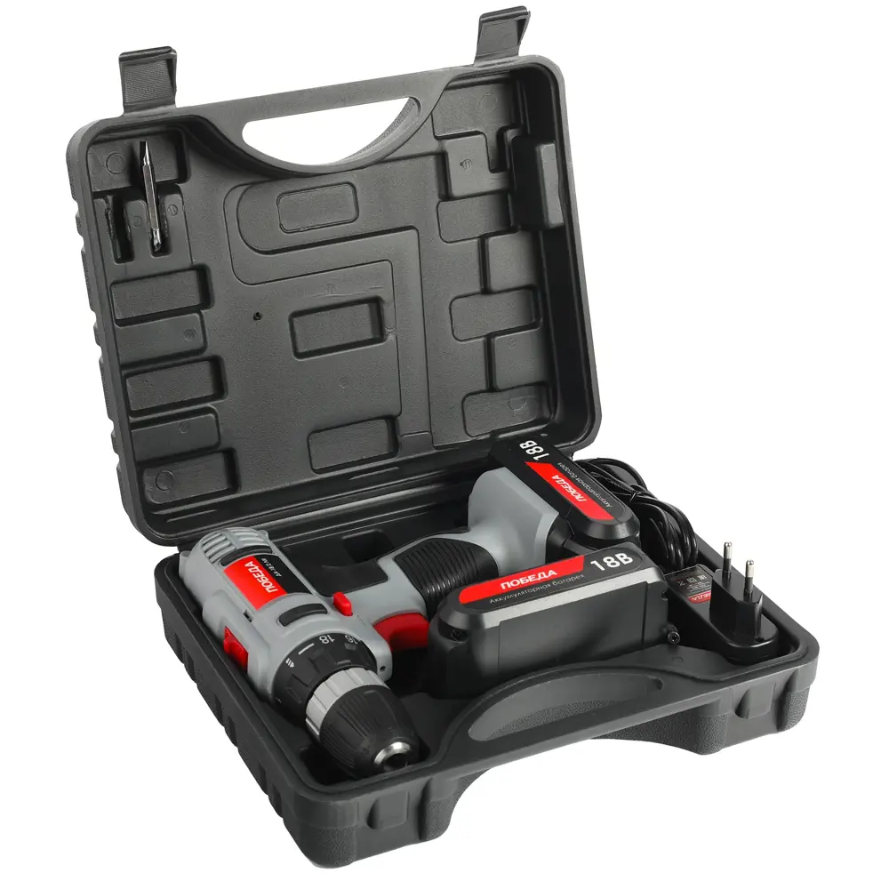 Дрель-шуруповерт аккумуляторная Победа ДА-18/2 ЛИ, 18 В Li-Ion 2x2 Ач STLM-2082089 - Вид №8