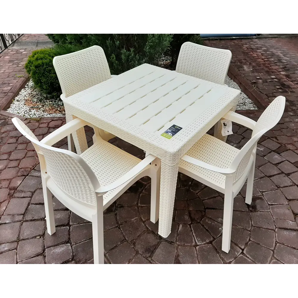 Стол Ingreen Rattan 78.9х78.9х70 см пластик бежевый STLM-2024049 - Вид №4