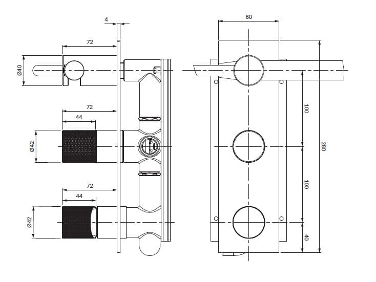Встраиваемый смеситель для душа / ванны с ручным душем OMNIRES CONTOUR CT8035/1 ARCH-00043508 - Вид №5