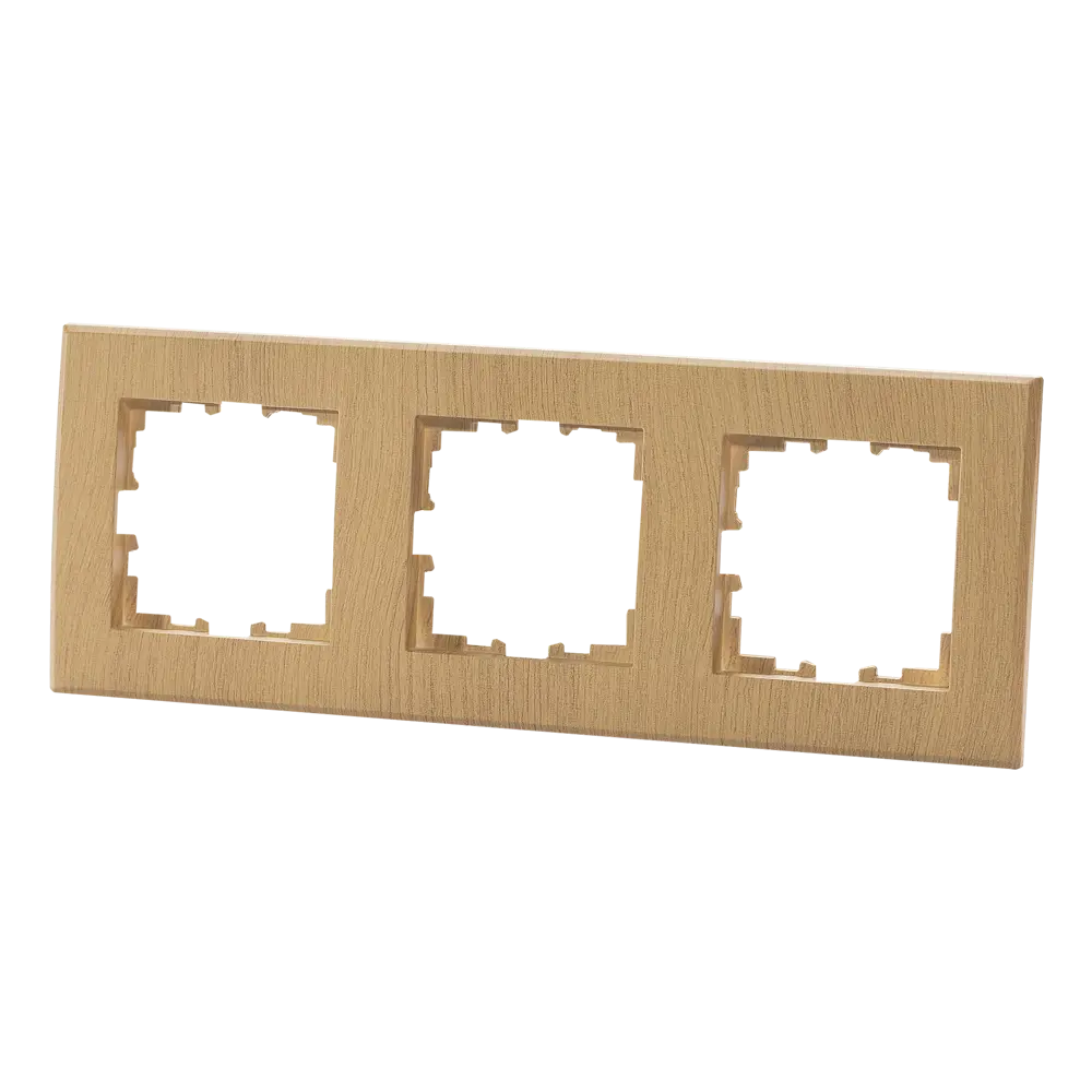Рамка для розеток и выключателей Lexman Виктория плоская, 3 поста, цвет дуб классический матовый STLM-2078668 - Вид №1