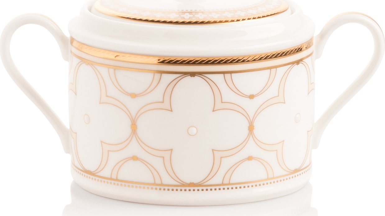 10628667 Noritake Сахарница Noritake "Трефолио,золотой кант" 390мл Фарфор костяной 