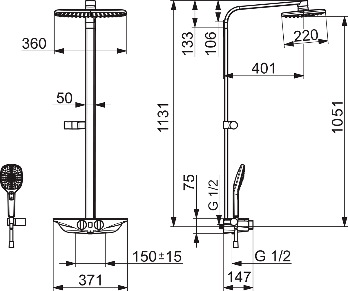 Oras 7592U-11 Смеситель с верхним душем rain shower, 6 V 7592U-11 Esteta Wellfit Хром/Белый  - Вид №2