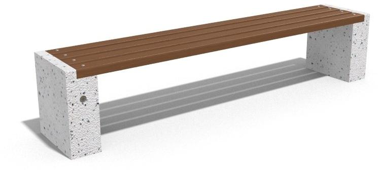 ENCHO ENCHEV - ETE Скамейка из бетона и дерева без спинки  238  - Вид №2