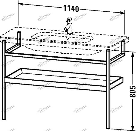 DS988407777 DuraStyle Мебельные аксессуары - полотенцедержатель с полочкой Черный орех, цельный Duravit