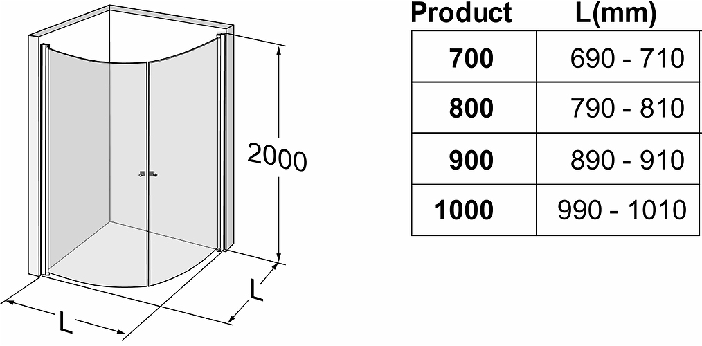 500.937.00.5 IDO Showerama 10-4 душевая стенка для круглого углового душа, IDO Showerama 10-4, матовые профили / полуматовое стекло, 900x700 мм  - Вид №3