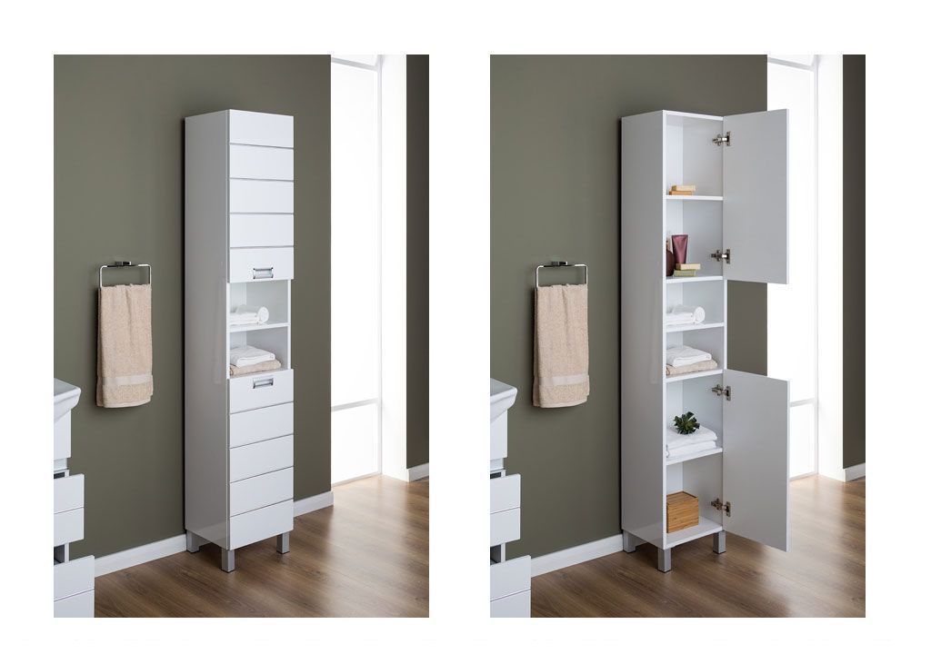 Шкаф-пенал для ванной Aquanet Доминика 35 белый 00170802 - Вид №5