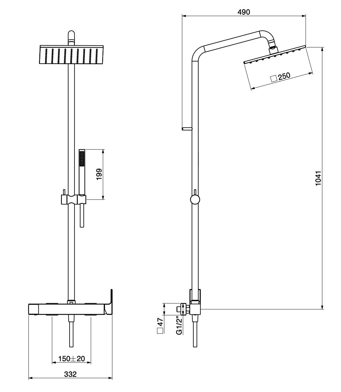 Душевая колонна с ручным душем GATTONI Kubik ARCH-00041398 - Вид №2