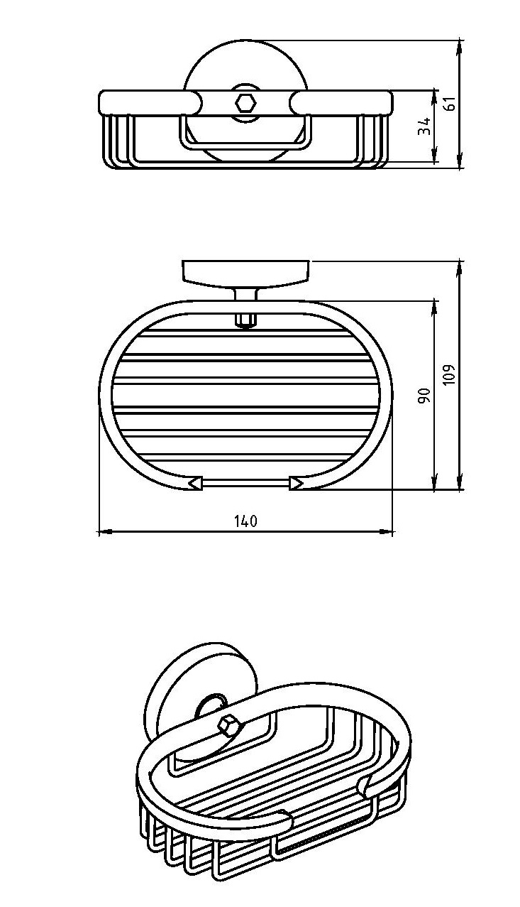 Мыльница-решетка Novaservis Metalia 1 6148.0 хром 61480 - Вид №1