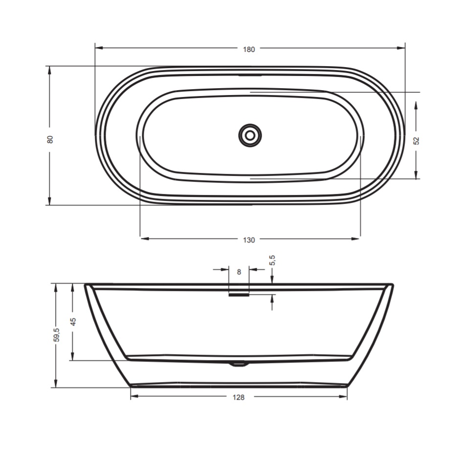 Inspire 180 x 80_BD02105 Ванна Riho Inspire Santreyd - Вид №1
