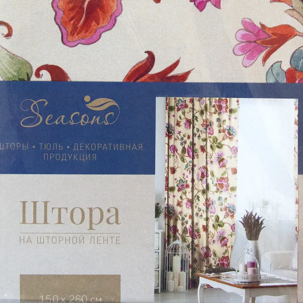 Штора на ленте «Вышивка» 150x260 см цвет бежевый 82701256 STLM-2119243 SEASONS  - Вид №4