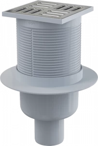 Сливной трап 105×105/50 мм прямой сток, решетка из нержавеющей стали, гидрозатвор комбинированный SMART