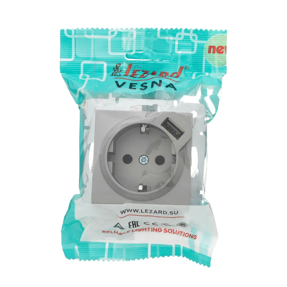 Розетка Lezard Vesna с заземлением, платиновый оттенок 87103781 STLM-1583284 - Вид №4