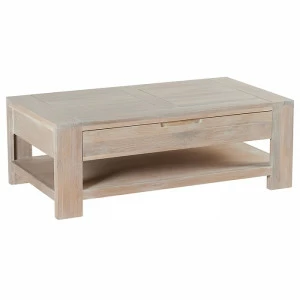 Журнальный столик деревянный с полкой беленый дуб 110Т Manufactura VAVI MANUFACTURA 132594 Беленый дуб;бежевый