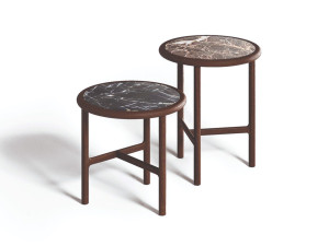 Круглый журнальный столик из ясеня и мрамора