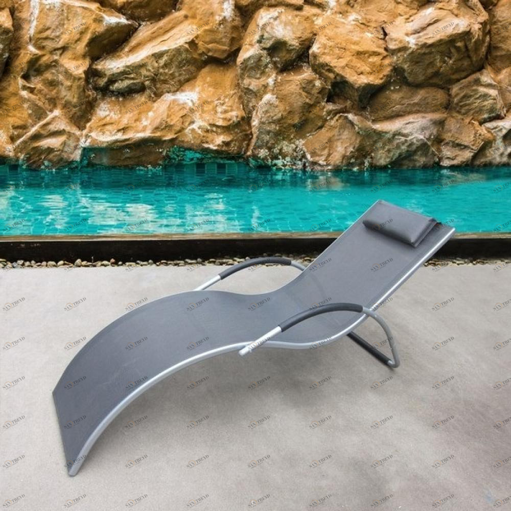 Шезлонг-лежак "Грация" Silver-Black AFINA  241145 Черный 